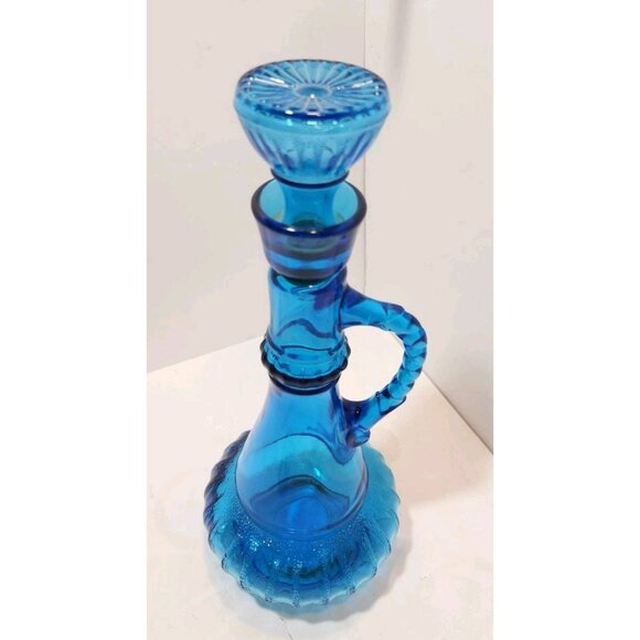 Vtg 1973 Jim Beam KY DRB 230  Blue Glass Genie Liquor Bottle Decanter & Stopper - Picture 1 of 16
